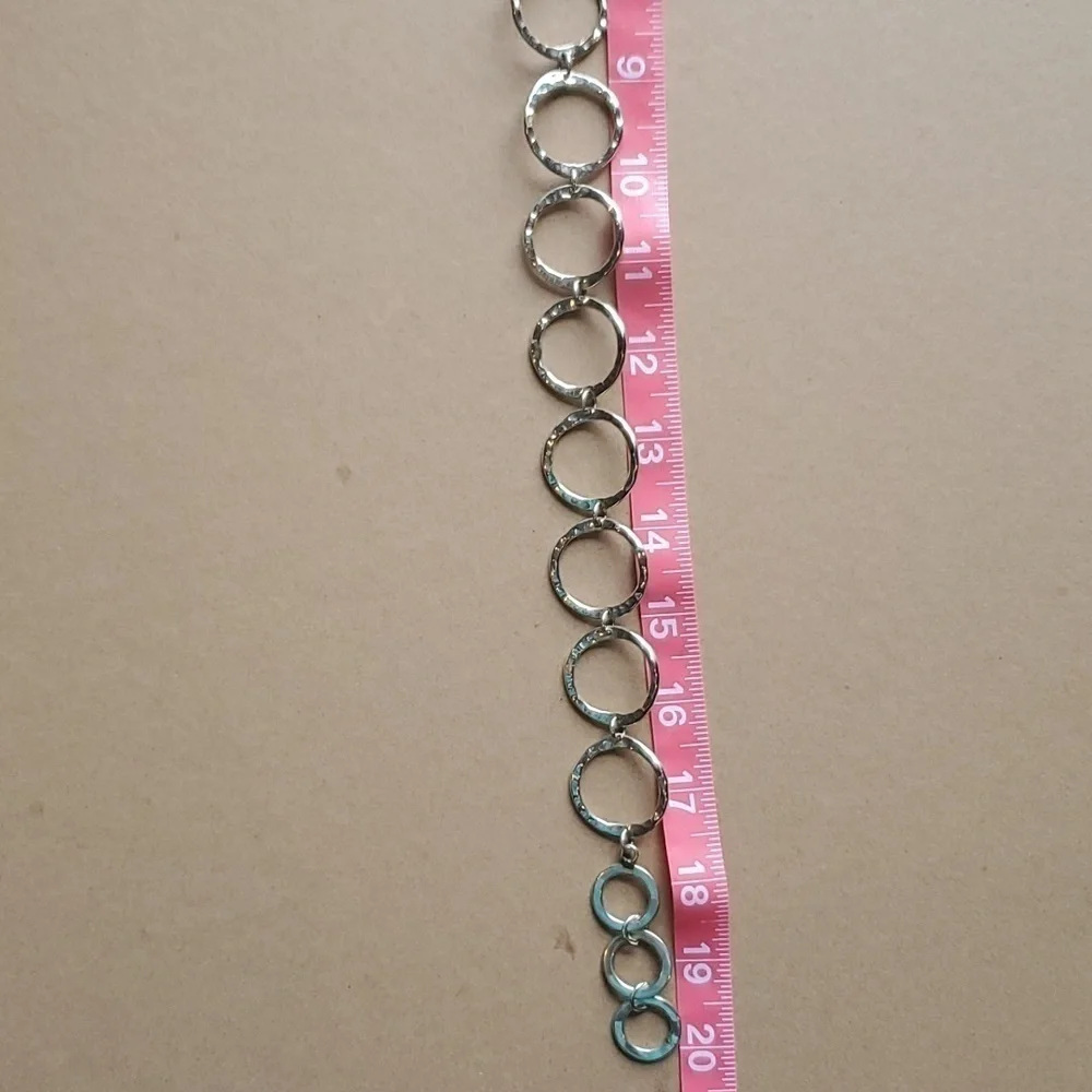 Handmade Hammered Silver chocker, bracelet and ring set 3 pc - Picture 8 of 9
